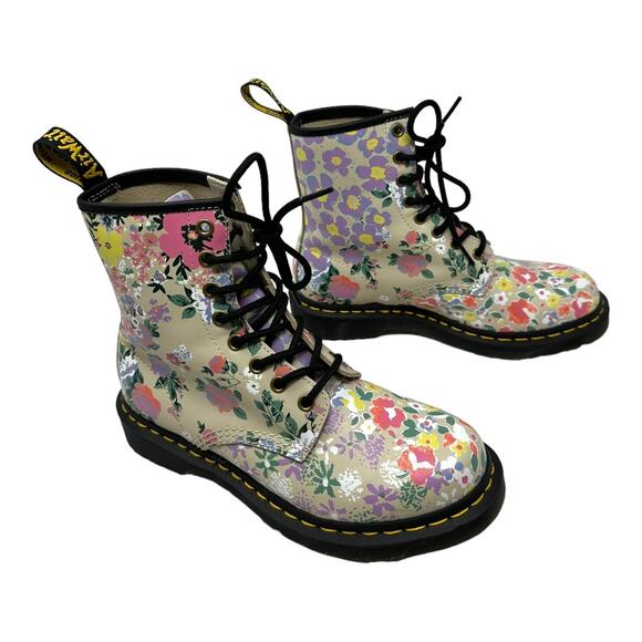Dr. Martens Floral Print Combat Boots Size 7 - Picture 7 of 12